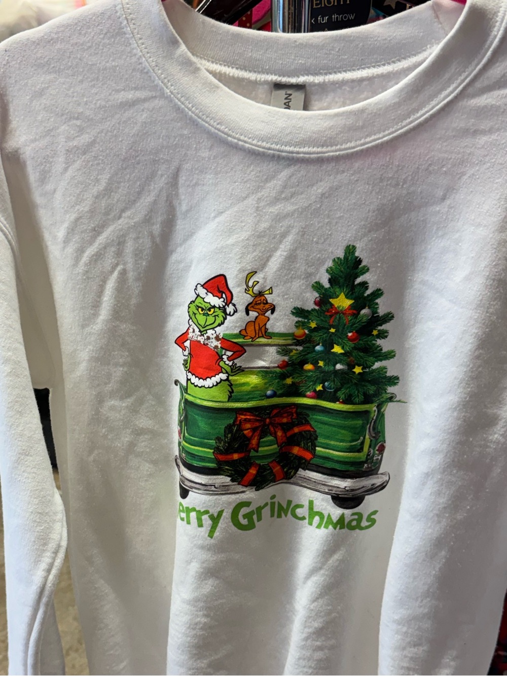Gildan White grinchmas  Holiday Graphic Long-Sleeve Shirt